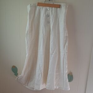 Neiman Marcus White Button-Front Maxi Skirt 100% Liben